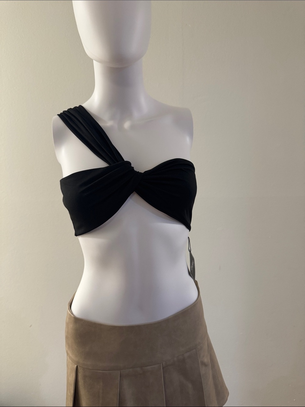 Zara Black One-Shoulder Twist Bandeau Top